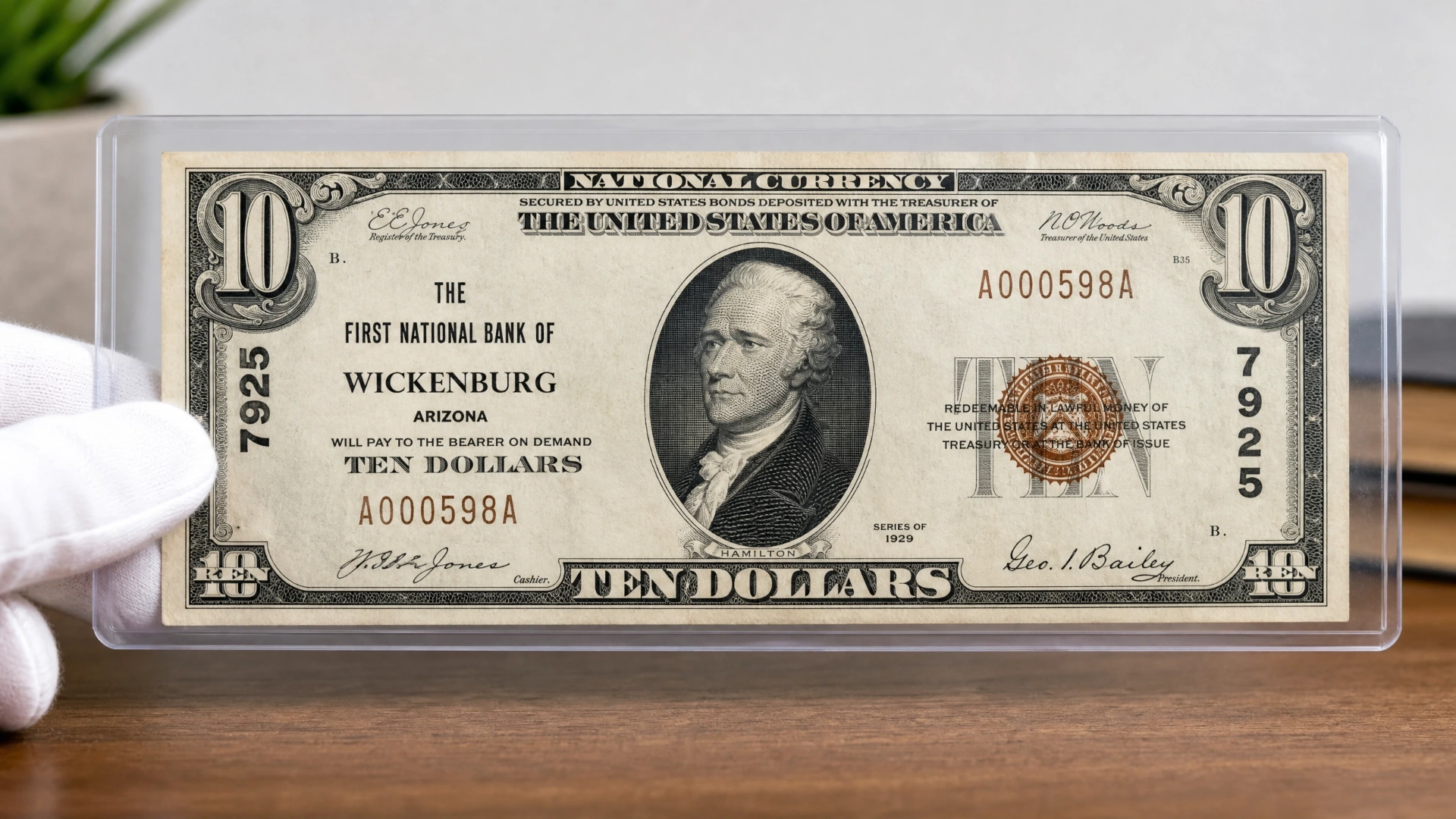 1929 National Bank Note from Wickenburg, Arizona