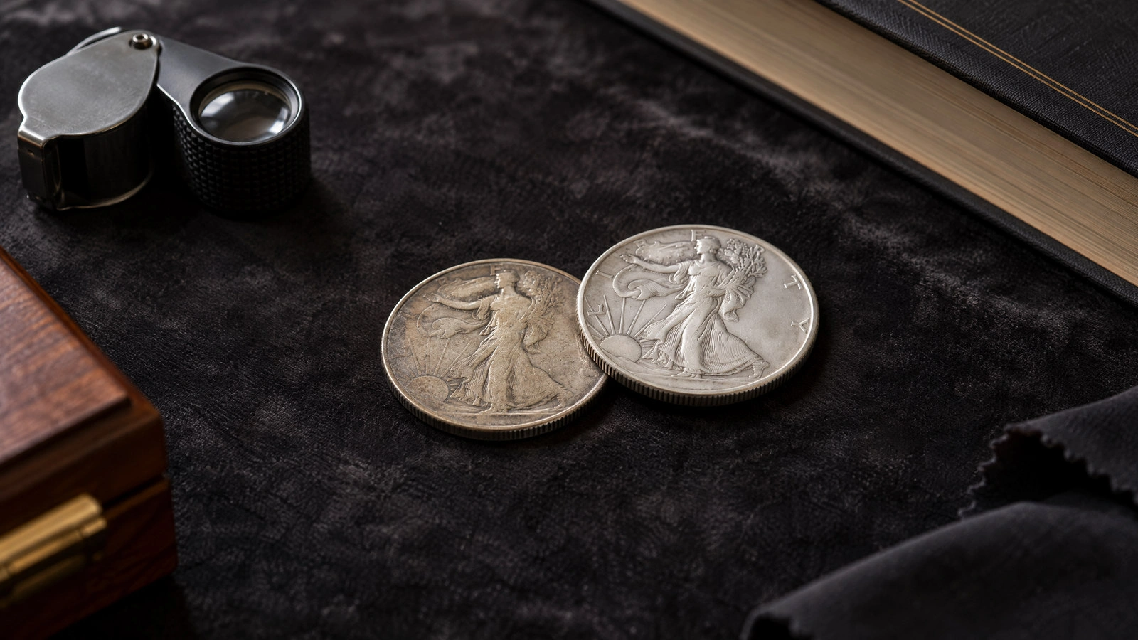 Two silver coins with the same design show different levels of wear and preservation.