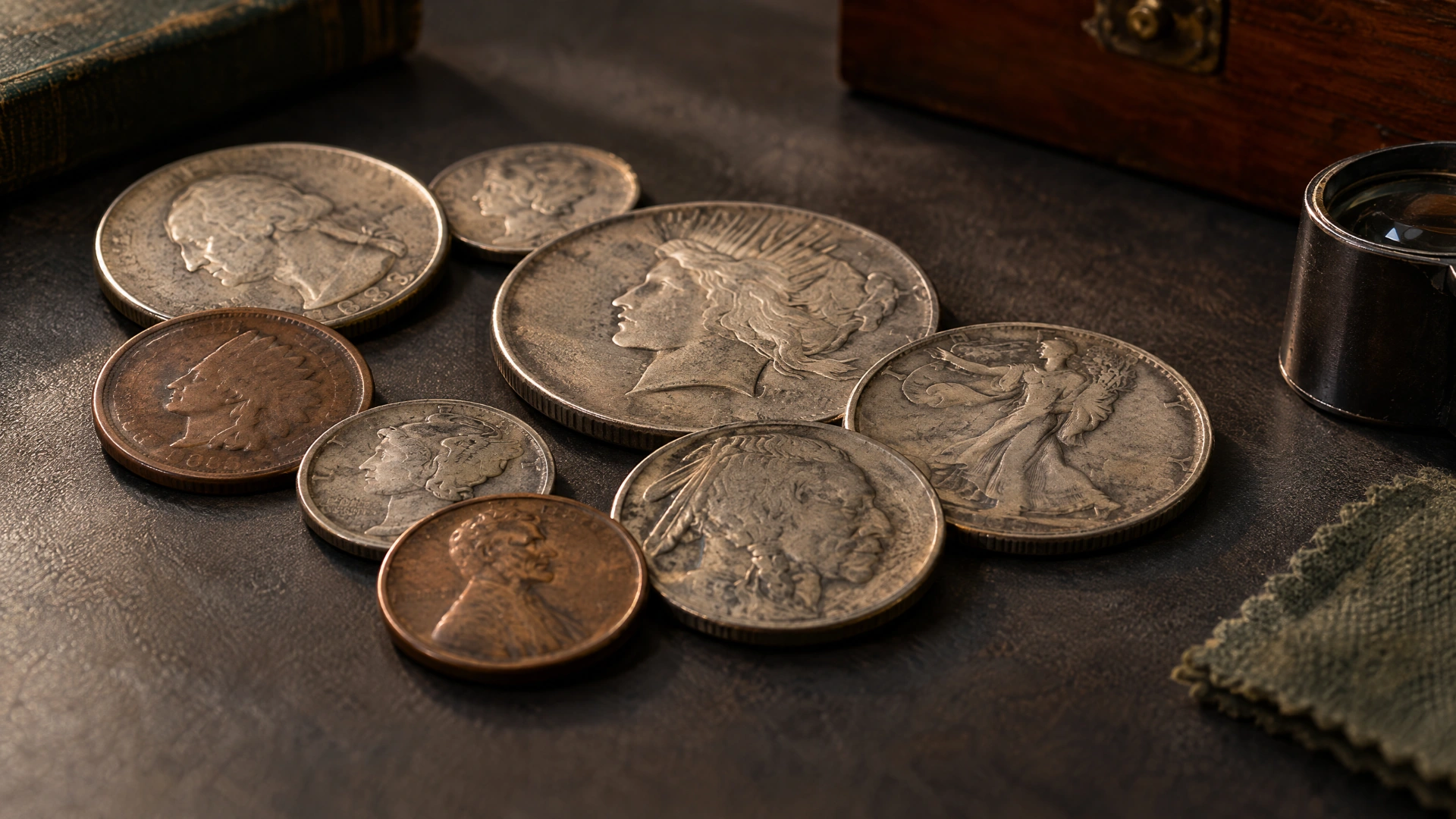 A collector's grouping of worn early twentieth-century American coins