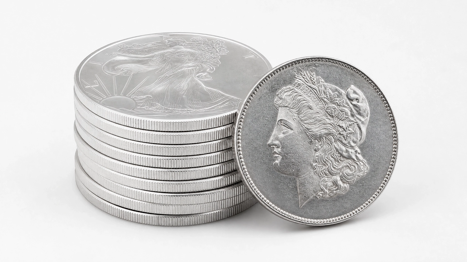 Comparison of modern American Silver Eagles and historical Morgan Silver Dollars