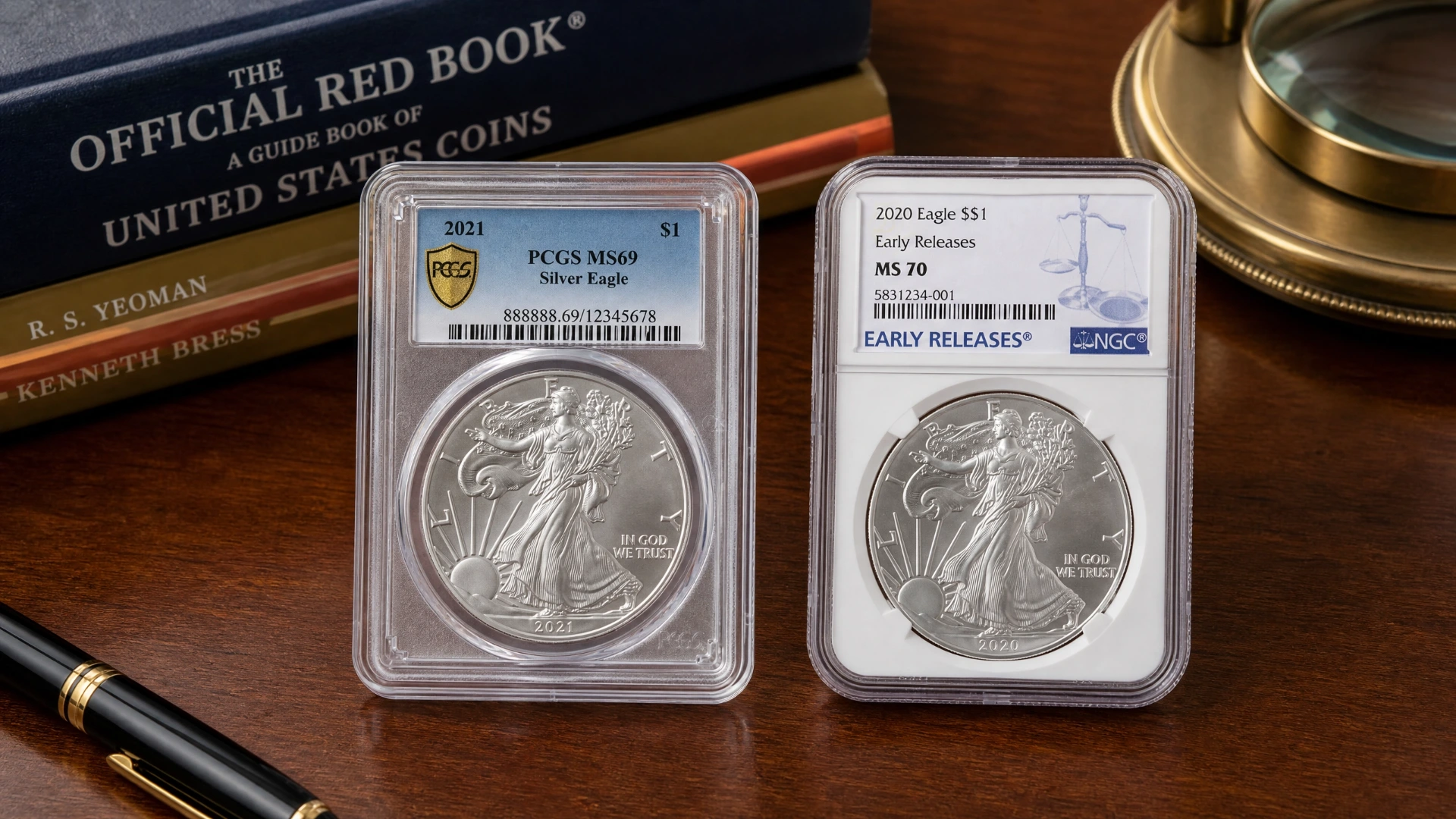 Professionally graded silver coins in PCGS and NGC holders