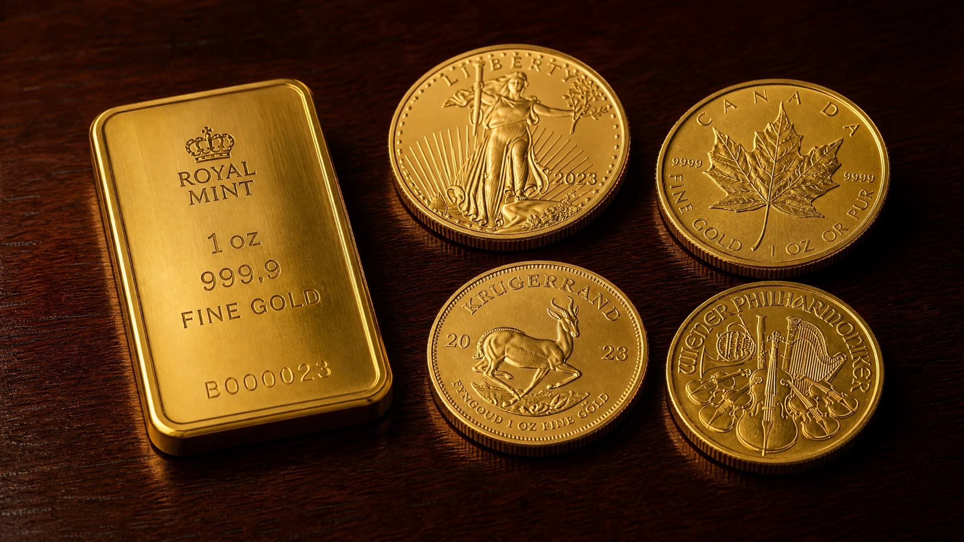 Comparison of gold coins and gold bars