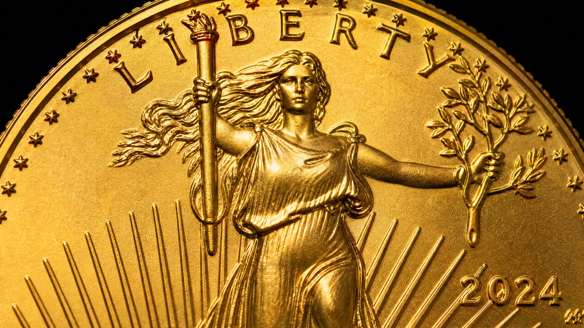 Close-up of an American Gold Eagle coin