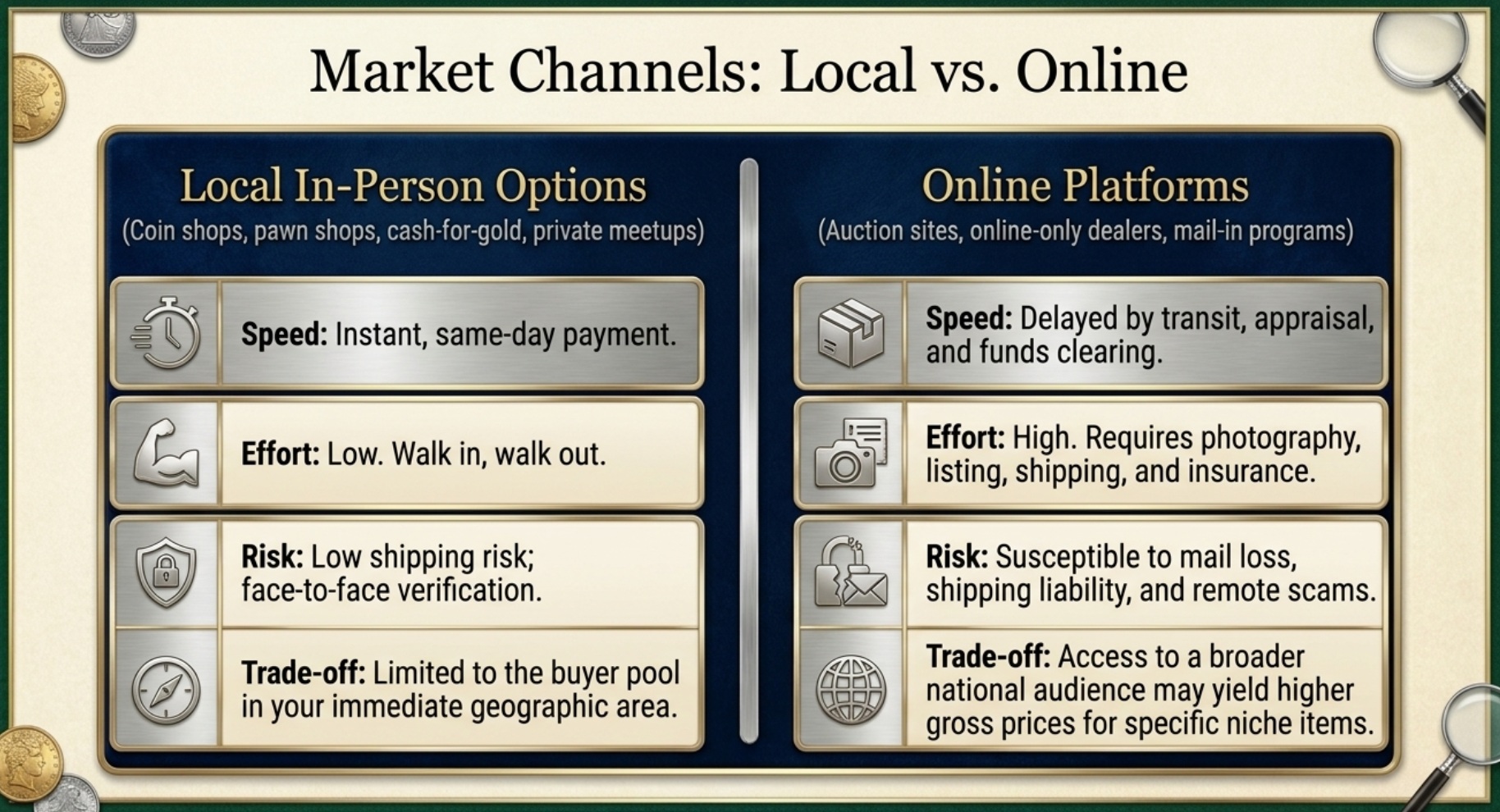 Local vs Online: Main Options for Selling Coins and Bullion