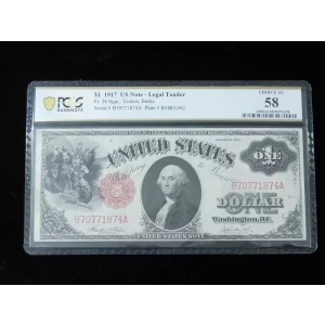 $1 1917 Small Red, scalloped Legal Tender Issues 36