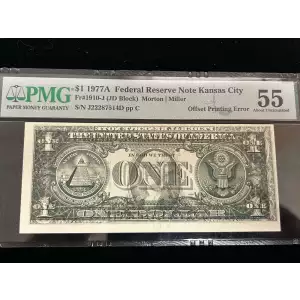 $1 1977-A. Green seal. Small Size $1 Federal Reserve Notes 1910-J (2)