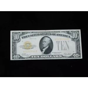 $10 1928 Gold Seal Small Size Gold Certificates 2400