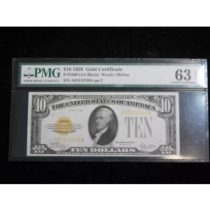$10 1928 Gold Seal Small Size Gold Certificates 2400