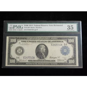 $100 1914 Red Seal Federal Reserve Notes 1100