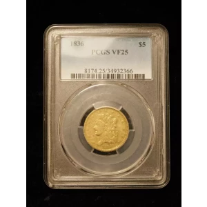 1836 $5 Classic Head Gold Half Eagle - PCGS VF25 (2)