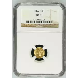 1852 G$1 Liberty Head Gold Dollar - NGC MS61 (2)