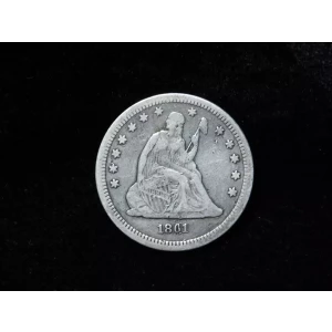 1861 25c Seated Liberty Silver Quarter 