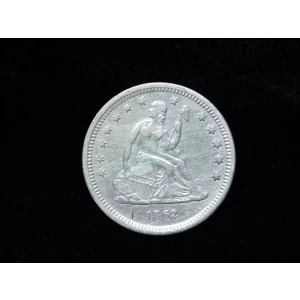 1862 25c Seated Liberty Silver Quarter 