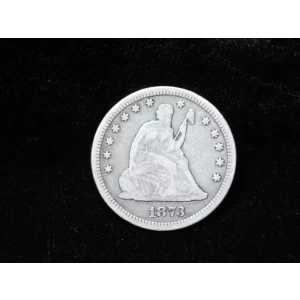 1873 25c Seated Liberty Silver Quarter - Closed 3 - No Arrows 