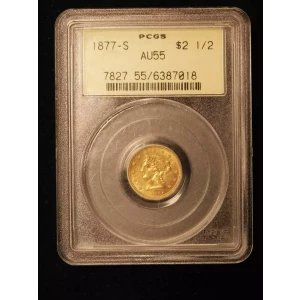 1877-S $2.50 Liberty Head Gold Quarter Eagle - PCGS AU55 OGH  (3)