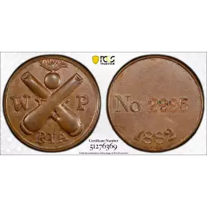 1882 Token Rulau IL-Ri 5 Copper PE Rock Island Arsenal (3)