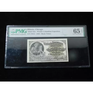 1893 Columbian Exposition Manhattan Day Ticket - PMG 65 EPQ 