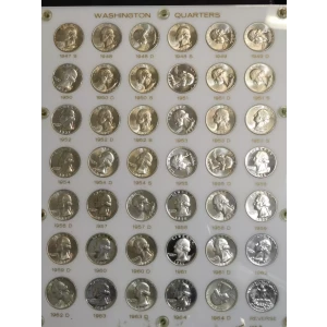 1947-1964 25c Washington Silver Quarter Set - Proof and UNC in Capital Holder 