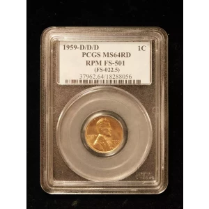 1959-D/D/D Lincoln Memorial Cent - PCGS MS64RD w/ RPM FS-501