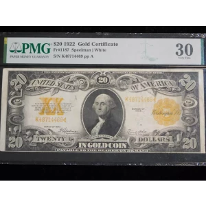 $20 1922 Gold Gold Certificates 1187