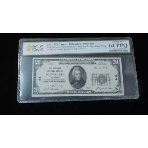 $20 1929 small brown seal. Small National Bank Notes 1802-1