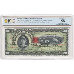 20 Pesos 1885-1913, 1885-1913 ISSUE A. 1.1.1887. (BK-DF-271). Mexico S259 (2)