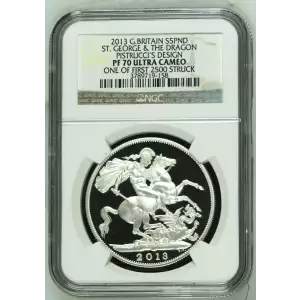 2013 Proof Great Britain St George and the Dragon 1 oz Silver - NGC PF70 Ultra Cameo 