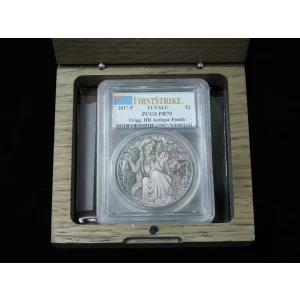 2017-P $2 Tuvalu Norse Goddesses Frigg 2 oz .999 Silver Antigued - PCGS PR70 (4)