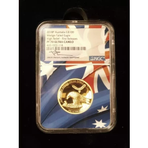 2018P $100 Australia Wedge Tailed Eagle 1oz Gold - NGC PF70 Ultra Cameo Mercanti