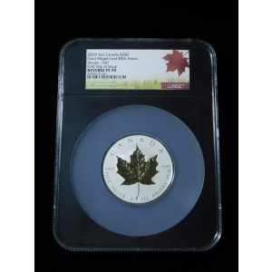 2019 $50 Canada 3oz SV Gold Gilt Maple Leaf 40th Ann Incuse- NGC REV PF70 FDOI