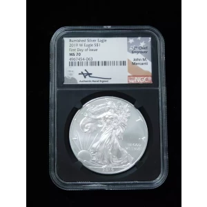 2019 W Burnished Silver Eagle First Day of Issue