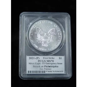 2021-(P) $1 Silver Eagle -T1 Emergency Issue Struck at Philadelphia FS Jim Palmer Jim Palmer