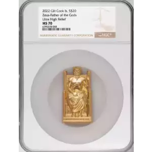 2023 $20 Cook Island Zeus - Father of the Gods 3 oz Silver Gilded  - MS70 NGC  
