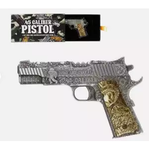 2024 Chad 2 oz Silver .45 Caliber Pistol Handgun Gilded Shaped Coin .999 Fine (5)