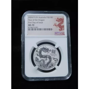 2024 P Australia Platinum Lunar Ser III Year Dragon 1 oz $100 NGC MS70 First Day (3)