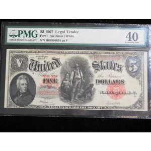 $5  Small Red, scalloped Legal Tender Issues 91