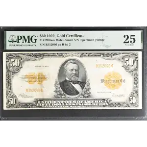 $50 1922 Gold, Gold Certificates 1200a