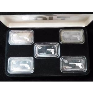 Colt Handgun RARE 5x 1 oz .999 Silver Bar Set in Original Display Case 