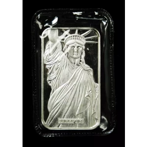 Johnson Matthey MTB Statue of Liberty 1 oz .999 Fine Silver Bar  (2)