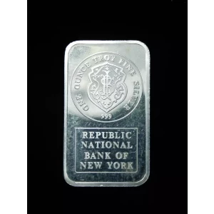 Johnson Matthey Republic National Bank 1 oz .999 Silver Bar - Serial # 020544