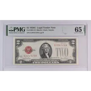 $2 1928-G red seal. Small Legal Tender Notes 1508