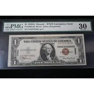 $1 1935-A brown seal Emergency Notes Issued During WW2 2300