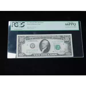 $10 1981 Treasury seal. Small Size $10 Federal Reserve Notes 2025-D