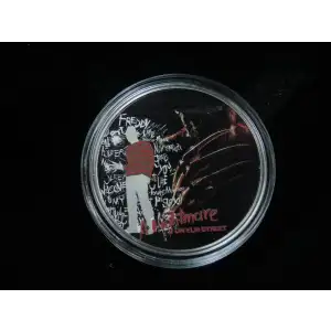 2022 $2 Niue Nightmare on Elm Street Freddy 1 oz Colorized Silver Coin in Box  (3)