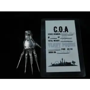 Freddy Krueger Glove Vlady Hand Poured 1.6 oz .999 Fine Silver w/ COA