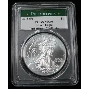 2015-(P) $1 Silver Eagle Total Mintage: 79,640 coins (3)