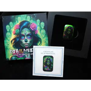 2025 Dia De Los Muertos Colorized 2 oz .999 Fine Silver Bar (4)