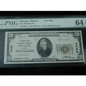 $20 1929 small brown seal. Small National Bank Notes 1802-1