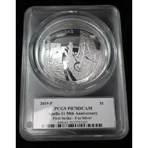 2019-P $1 Apollo 11 50th Anniversary  First Strike - 5 oz Silver Earth Rising AMF, DCAM (4)