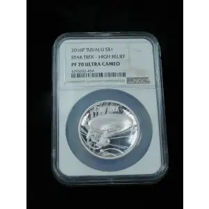 2016 $1 Tuvalu Star Trek Enterprise 1 oz High Relief Silver Coin - NGC PR70 Ultra Cameo  (2)